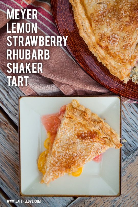 Meyer Lemon Shaker Tart with Strawberries and Rhubarb. Photo and recipe by Irvin Lin of Eat the Love.