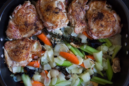 move the vegetables to a roasting pan and spread evenly on the bottom.