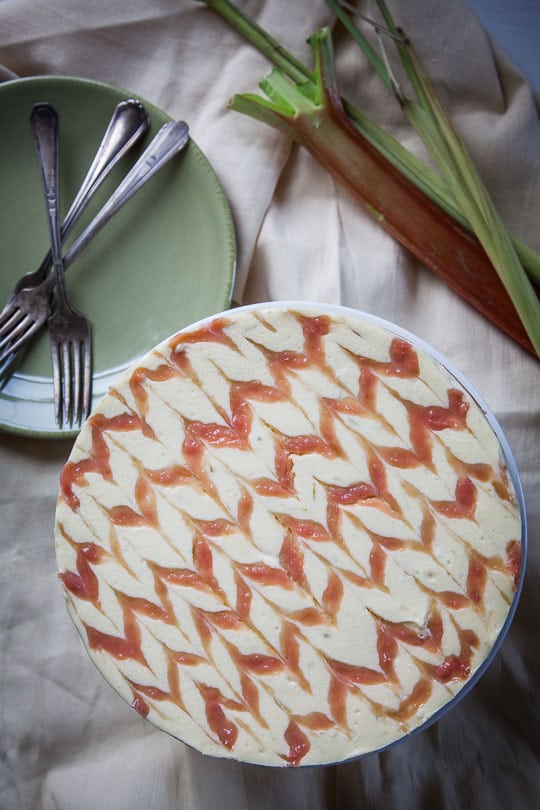Lemongrass and rhubarb cheesecake. Photo and recipe by Irvin Lin of Eat the Love.