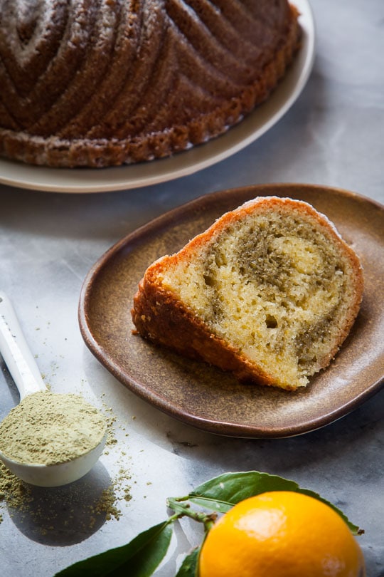 Meyer lemon and matcha green tea bundt cake. Photo and recipe by Irvin Lin of Eat the Love.