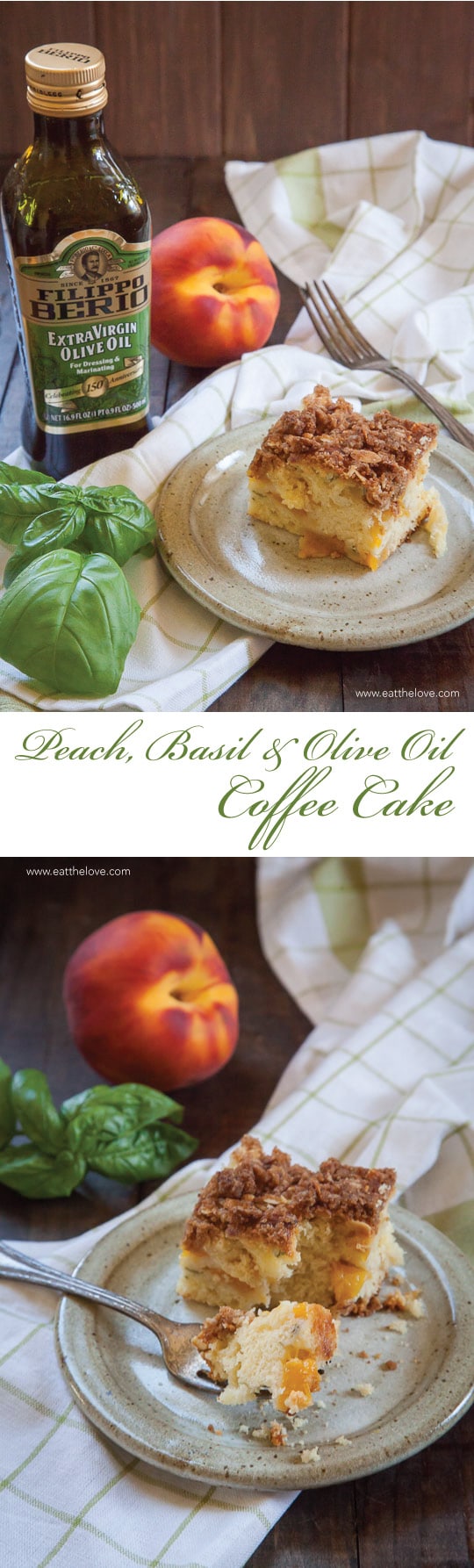 Peach, Basil and Olive Oil Coffee Cake. Photo and recipe by Irvin Lin of Eat the Love.