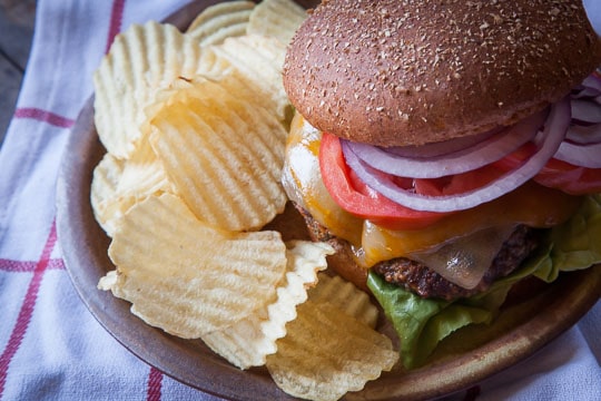 Grilled Double Cheese Cheeseburgers. Photo and recipe by Irvin Lin of Eat the Love.