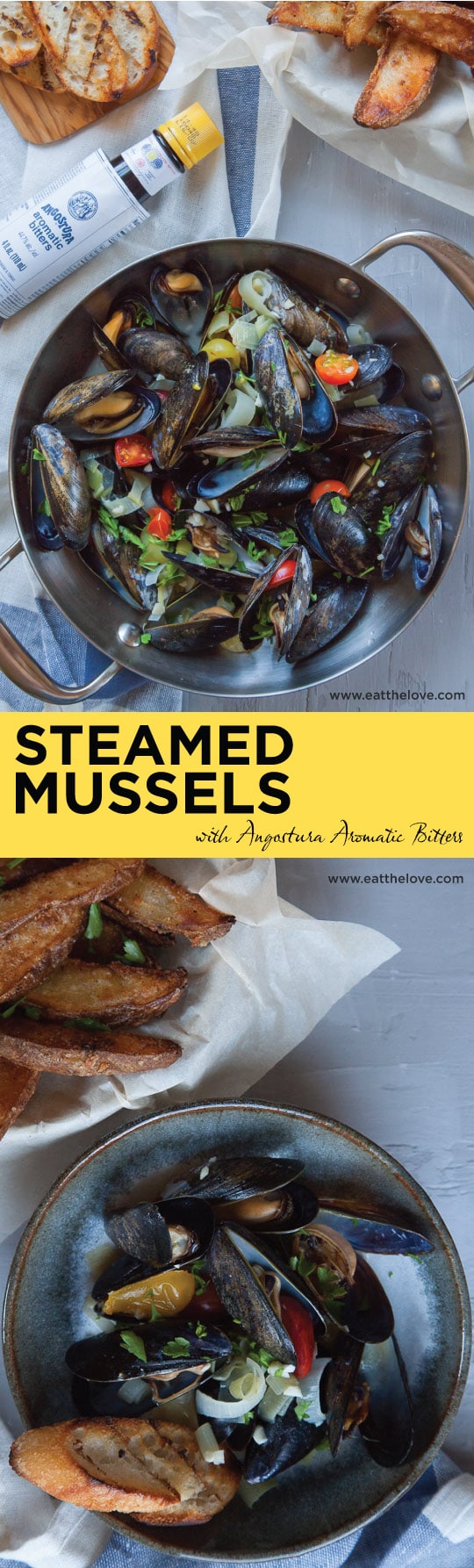 Easy and Fast Steamed Mussels with Angostura Bitters. Photo and recipe by Irvin Lin of Eat the Love.