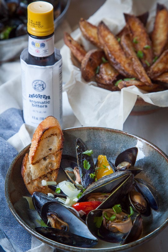 Steamed Mussels with Angostura Bitters. Photo and recipe by Irvin Lin of Eat the Love.