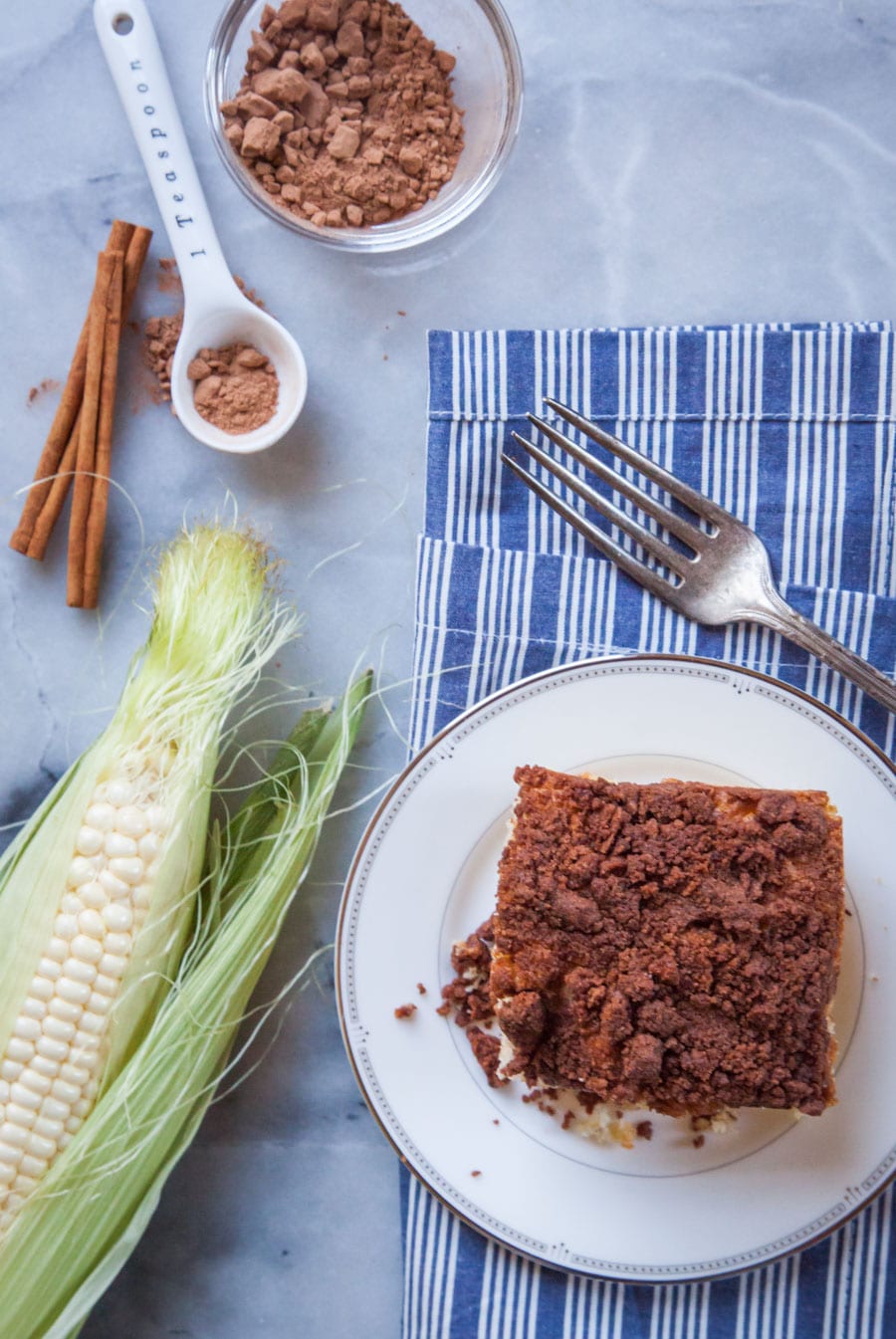 Mexican Chocolate Corn Coffee Cake by Irvin Lin of Eat the Love.
