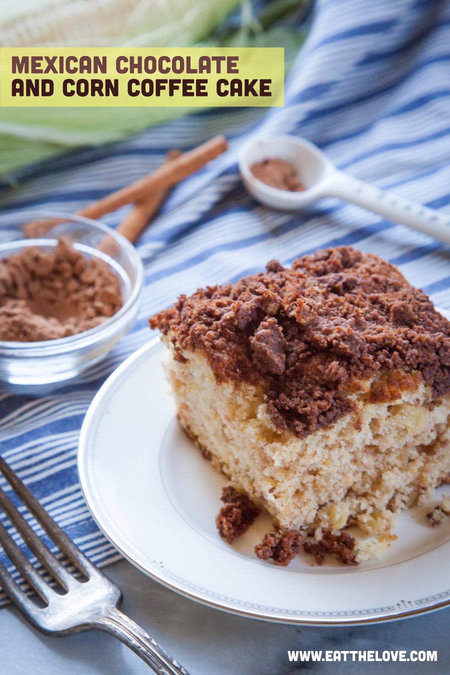 Mexican Chocolate Corn Coffee Cake (and how AJ and I get engaged)