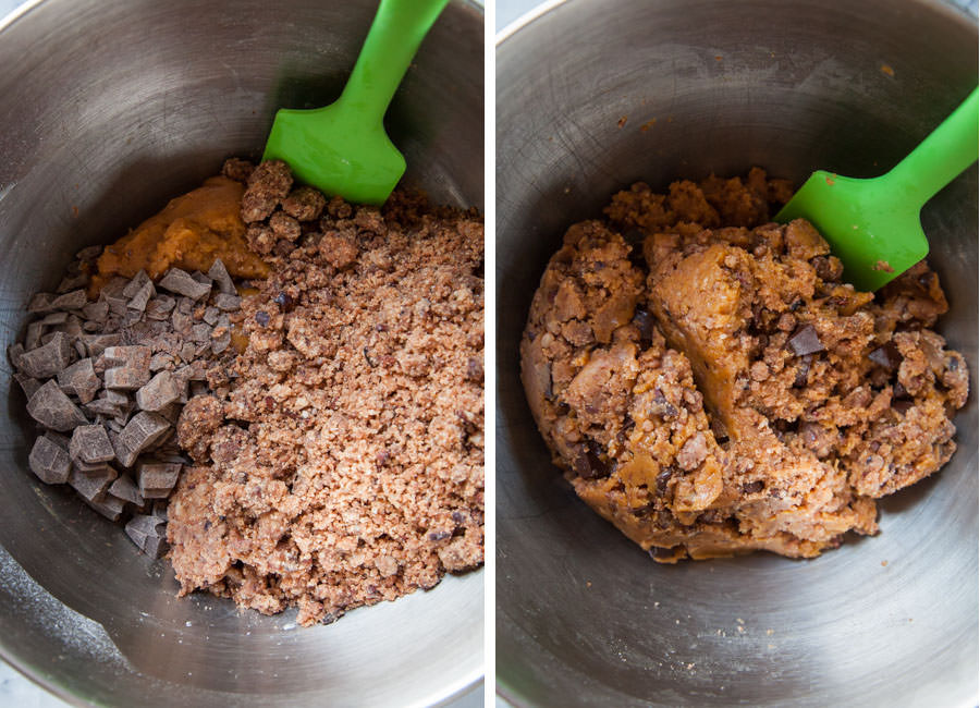 Hand mix in the chocolate and streusel