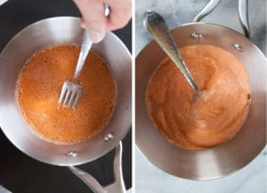 Dissolve yeast by stirring it in, then let it sit to bubble.