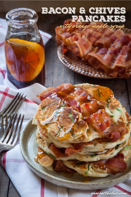 Bacon and Chives Pancakes with All-Natural Farmer John Bacon. Photo and recipe by Irvin Lin of Eat the Love.