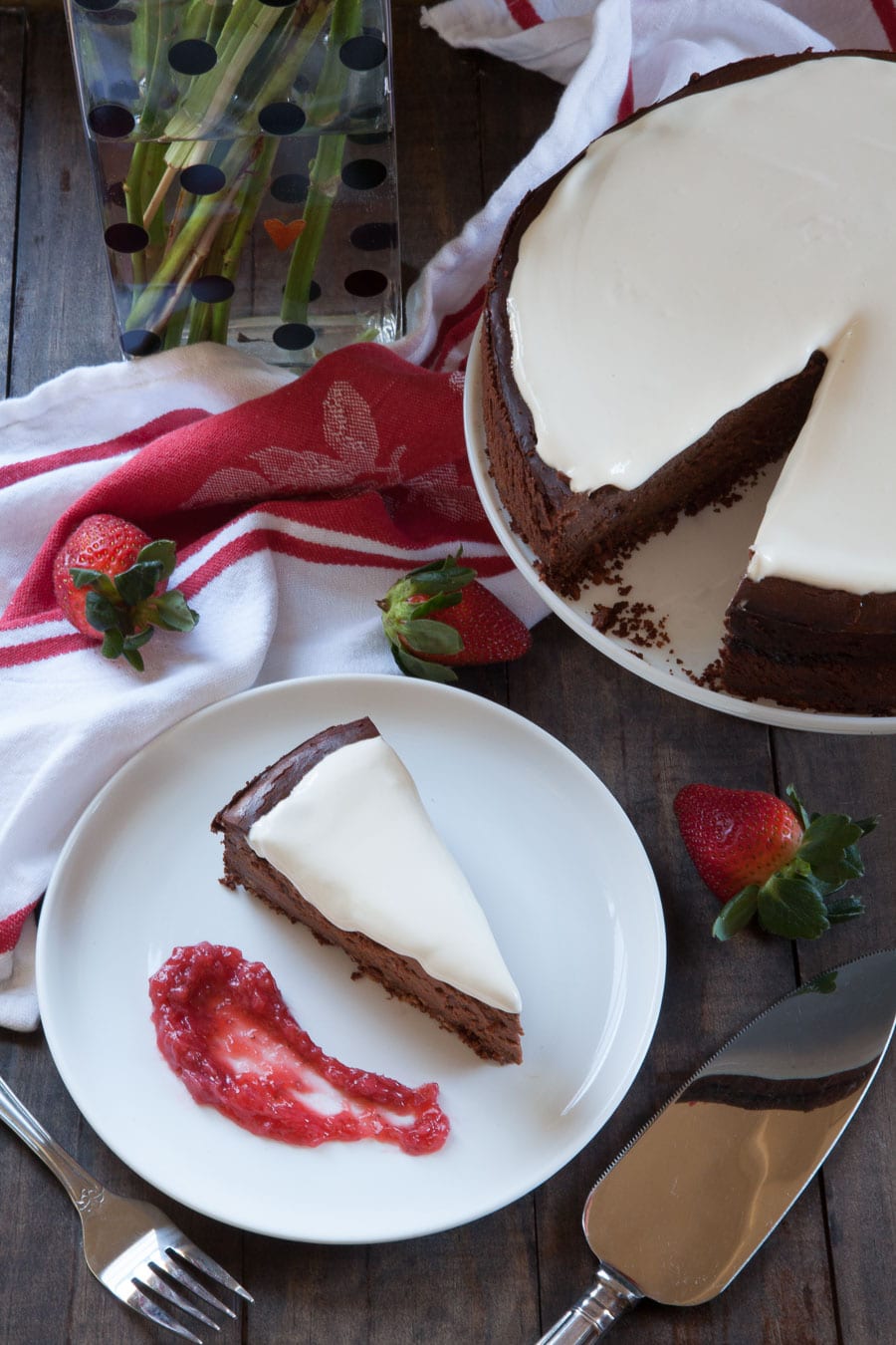 Chocolate Strawberry Cheesecake. Photo and recipe by Irvin Lin of Eat the Love.