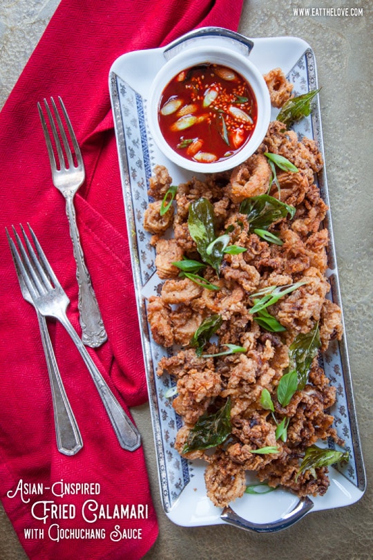 Asian-Inspired Fried Calamari with Gochuchang Dipping Sauce. Photo and recipe by Irvin Lin of Eat the Love.