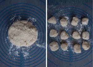 Massage dough into a round circle, then divide into 12 equal pieces.