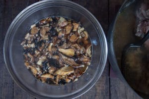 hydrate the dried mushrooms.