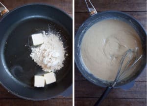 make a roux, then make the gravy with the chicken stock liquid.