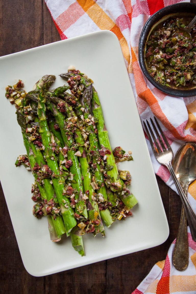 Roasted Asparagus with Olive and Herb Dressing Roasted Asparagus