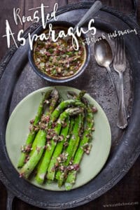 Roasted Asparagus with Olive and Herb Dressing. An easy and fast vegetable side dish. Photo and recipe by Irvin Lin of Eat the Love.