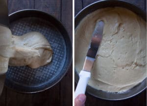pour batter into pan, then spread evenly.