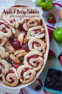Apple Berry Cobbler with Strawberry Cinnamon Swirl Biscuits.