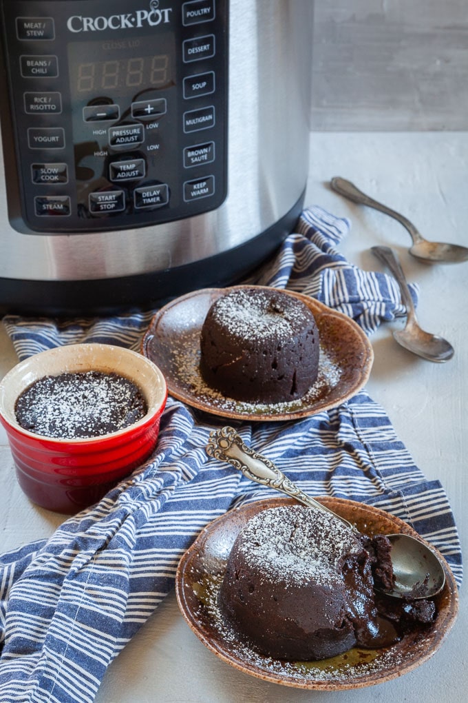 Mexican Chocolate Lava Cakes made in a pressure cooker!