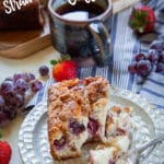Strawberry and Grape Coffee Cake with Almond Crumb Topping.