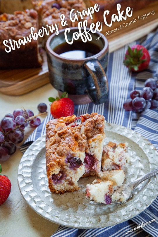 Strawberry and Grape Coffee Cake with Almond Crumb Topping.