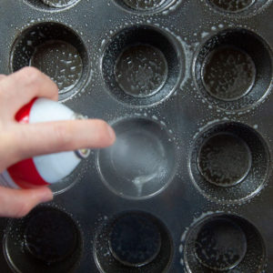 spray a standard muffin tin with cooking oil