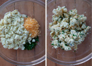 mixed together mashed potatoes, cheese and parsley