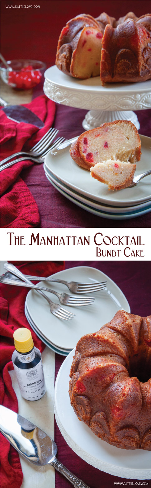 The Manhattan Cocktail Cake. #cocktail #holiday #christmas #cake #bundtcake #recipe #fruitcake #bourbon #bitters #Angostura Angosturabitters #HolidayCocktails #HolidayEats