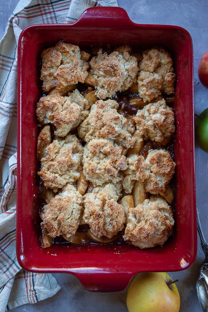 Apple and Fig Cobbler with Eggnog Biscuits and a dash of brandy in the filling! 