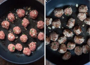 Fry the meatballs in the oil in batches.