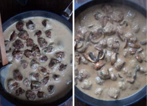 Add the meatballs and mushrooms and simmer for 15 minutes.