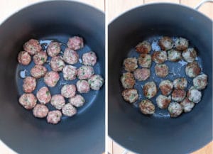 brown the meatballs in a large stockpot in two batches.