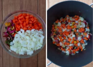 add the vegetables to the pot and cook until soften.