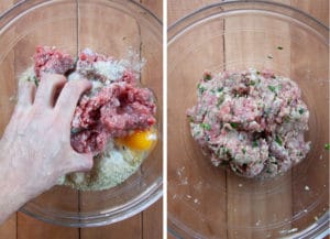 Mix the meatballs ingredients until well blended.