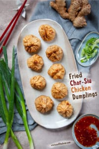 Fried Char Siu Chicken Dumplings (Chinese Barbecue Chicken Dumplings) are fun to make!