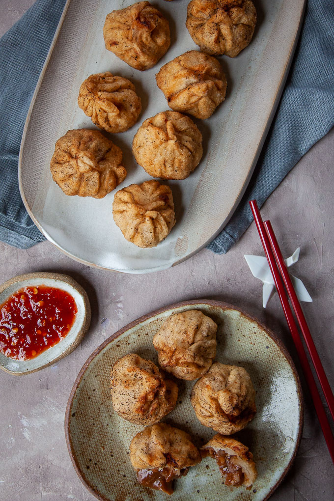 Fried Char Siu Chicken Dumplings (Chinese Barbecue Chicken Dumplings) are fun to make!