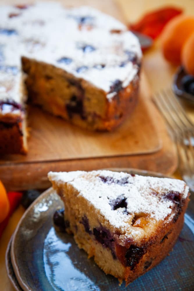 Apricot Cake with Blueberries.