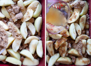 Add the remaining apples and sugar. Then drizzle the beer over the entire filling.