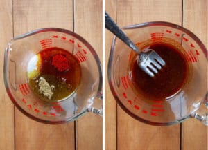 Make the marinade by combining all the ingredients for it together.