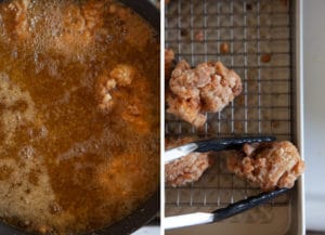 Do the first frying in the hot oil at 325°F.