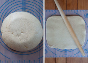 Roll risen dough into a rectangle.