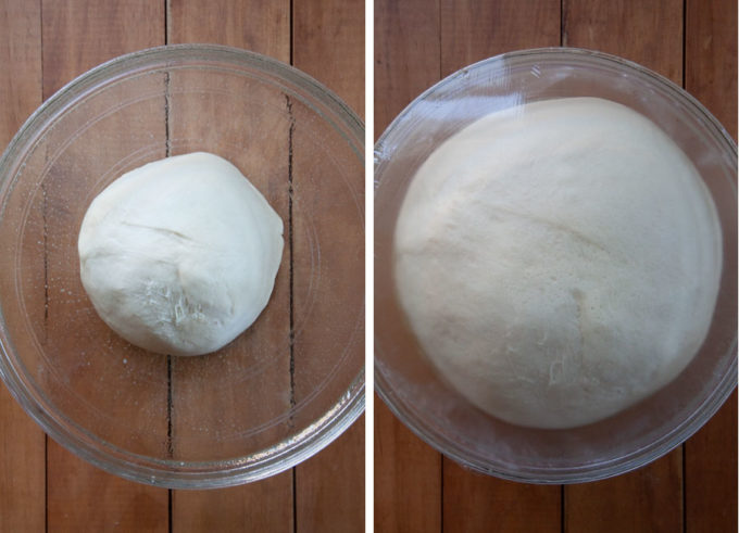 Place dough in greased bowl and cover with plastic wrap. Let rise until double.
