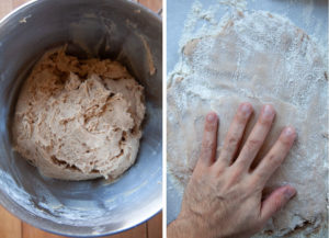 Pat the dough on a generously floured surface until 1/2-inch thick.