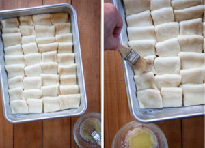 Once done, brush the top of the rolls with the remaining melted butter.