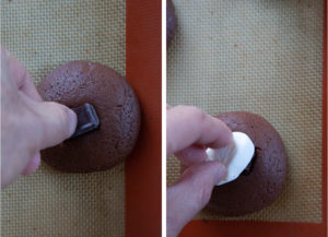 Pull out cookies while only partially baked, add chocolate and marshmallow.