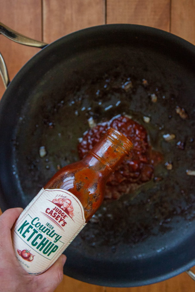 Judge Casey Irish Ketchup being poured into a pan.