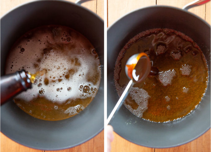 Warm up the beer with the malt syrup.