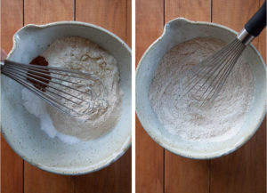 stir together dry ingredients of muffin in a mixing bowl.