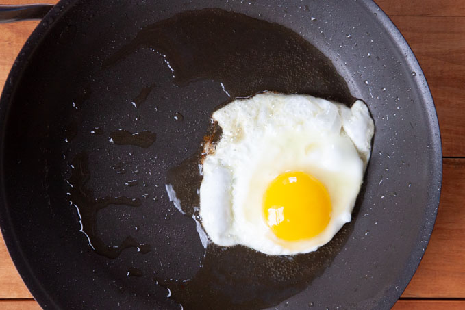 Fry the egg to your desired hardness.