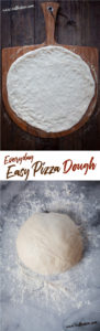 This easy pizza dough recipe uses pantry ingredients and is ready in just over an hour. #pizza #pizzadough #easy #quick #fast #recipe #yeast #pizzarecipe #homemade #fromscratch